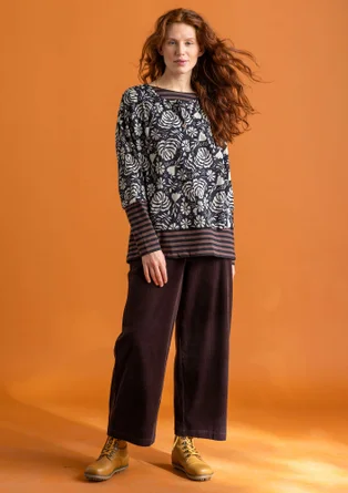 Corduroy pants in organic cotton/spandex - dark aubergine