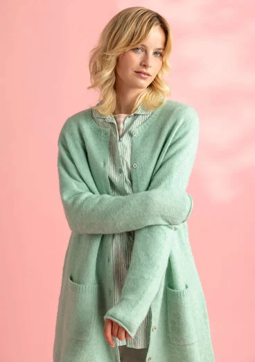 Long cardigan in wool/cotton/alpaca - peppermint