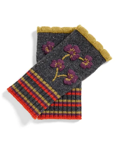 “Saga” fingerless gloves in recycled wool - dark ash grey