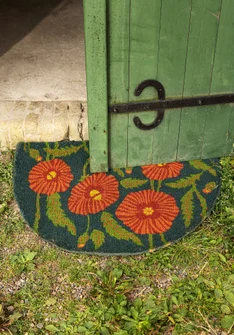 “Poppies” doormat in coir - opal green