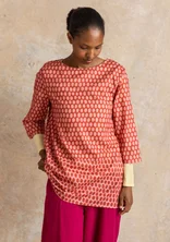 “Vendela” woven organic cotton tunic - madder red/patterned