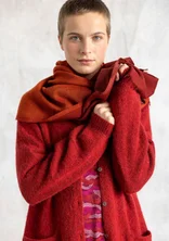 Satin-woven shawl in wool - red cabbage