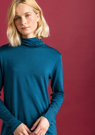 Lyocell/spandex jersey turtleneck - dark petrol blue