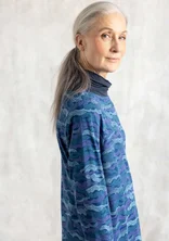 “Mona” jersey dress in cotton/spandex - indigo blue/patterned