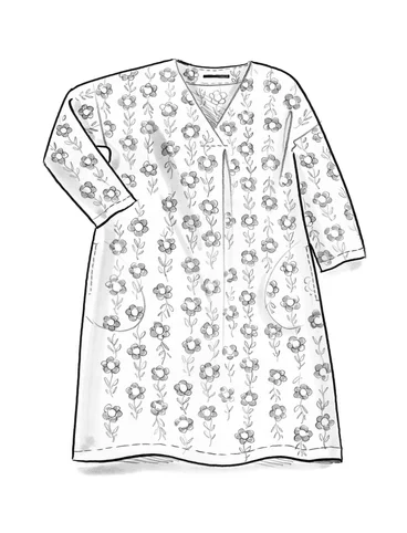 “Jasmine” woven linen dress - indigo/patterned