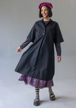 Cotton/linen dress with a collar - black