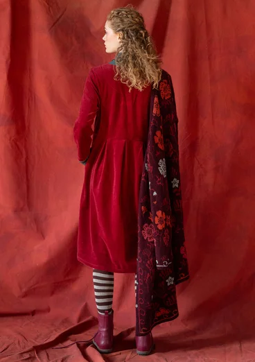 “Fyrverkeri” organic cotton/recycled polyester velour dress - pomegranate