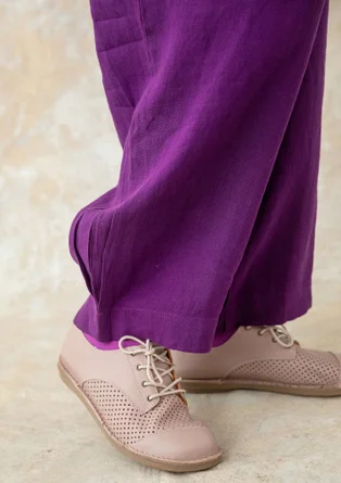 Woven linen trousers - plum