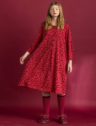 “Ylva” jersey dress in organic cotton/spandex - pomegranate/patterned