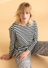 Essential striped top in organic cotton - black/ecru