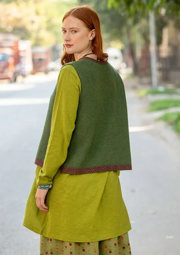 “Helena” knit sweater vest in a lambswool blend - grass green/melange