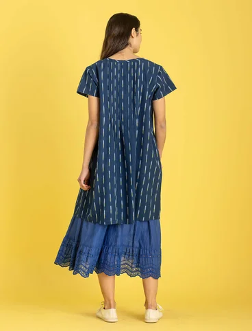 Geweven jurk "Ikat" van katoen - indigo