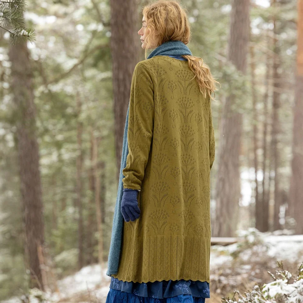 “Alma” knit dress in organic/recycled cotton - dark olive