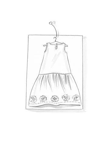 Vevd kjole «Petronella» i økologisk bomull / lin - enggrønn