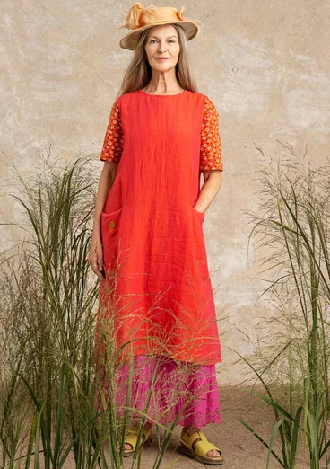 Woven linen dress - radish