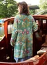 “Millefiori” long cardigan in wool/organic cotton (teal S)