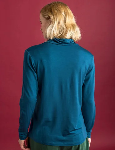 Lyocell/elastane jersey polo-neck top - dark petrol blue