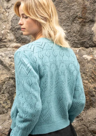 “Karamell” cardigan in lambswool/nylon - meadow stream