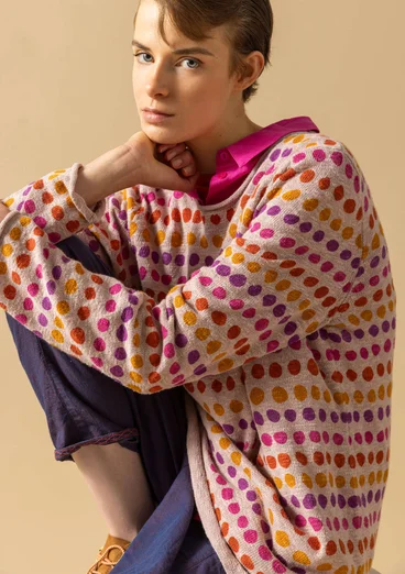 “Abby” favourite sweater in organic/recycled cotton - pink sand/patterned