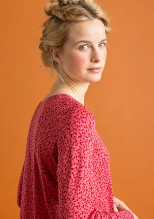 “Helga” lyocell/elastane jersey top - coral/patterned