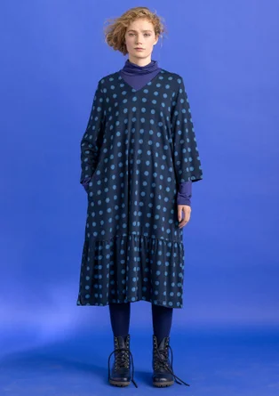 “Tyra” jersey dress in organic cotton/modal - dark indigo/patterned