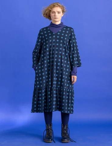 “Tyra” jersey dress in organic cotton/modal - dark indigo/patterned