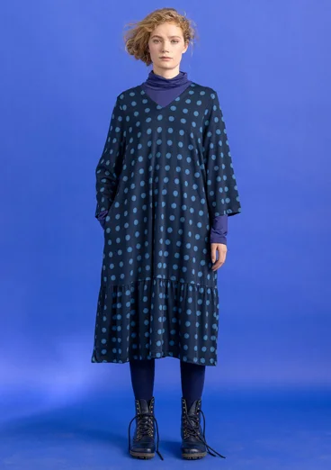 “Tyra” organic cotton/modal jersey dress - dark indigo/patterned