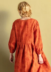 Robe "Leia" en lin tissé - henné/motif