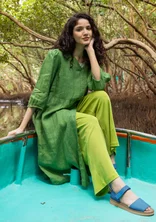 Woven linen dress - coriander