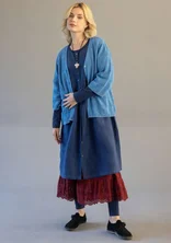 Organic cotton textured-knit cardigan - flax blue