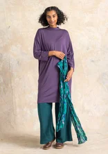 “Hillevi” floral/solid-colour lyocell/elastane jersey dress - storm purple
