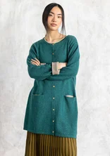 Long cardigan in lambswool blend - light bottle green/melange
