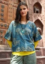 “Rose hip” woven organic cotton blouse - indigo green