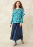 “Peggy” woven organic cotton blouse (aqua green/patterned S)