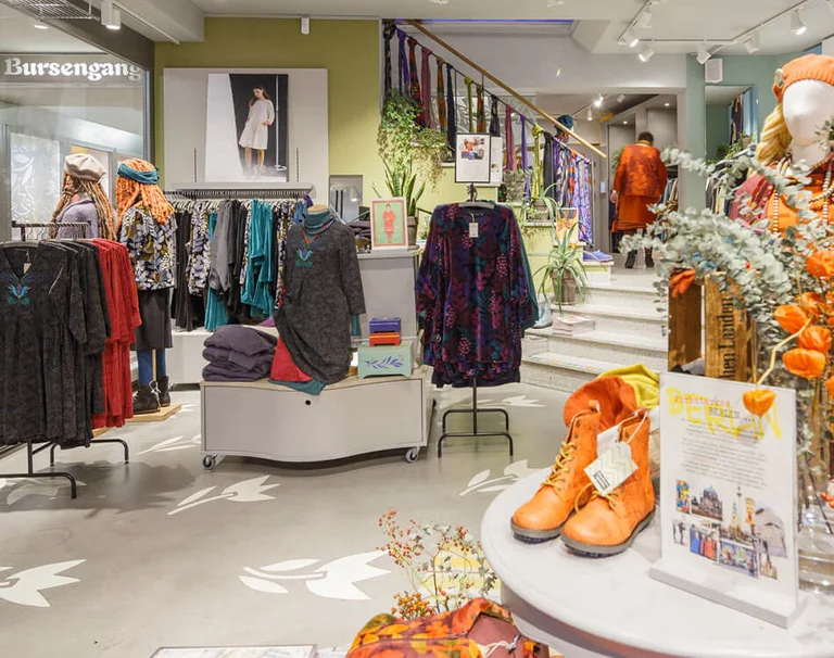 A picture from inside Gudrun Sjödén’s store on Universitätsstraße in Freiburg. 