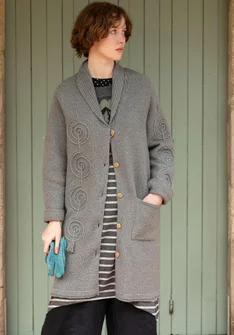 Strickmantel „Athena“ aus Öko-Baumwolle/Wolle - grau
