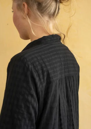 “Värmland” woven organic cotton shirt dress - black