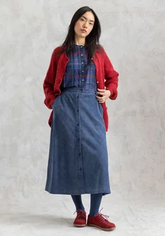 “Rime” corduroy skirt in organic cotton - indigo