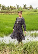 “Poesi” woven organic cotton dress - black