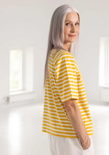 Organic cotton jersey top - mango/ecru