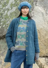 “Nova Scotia” long cardigan in lambswool - indigo green