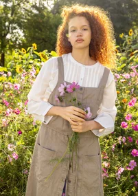 Robe tissée « Garden » en coton biologique/lin - taupe