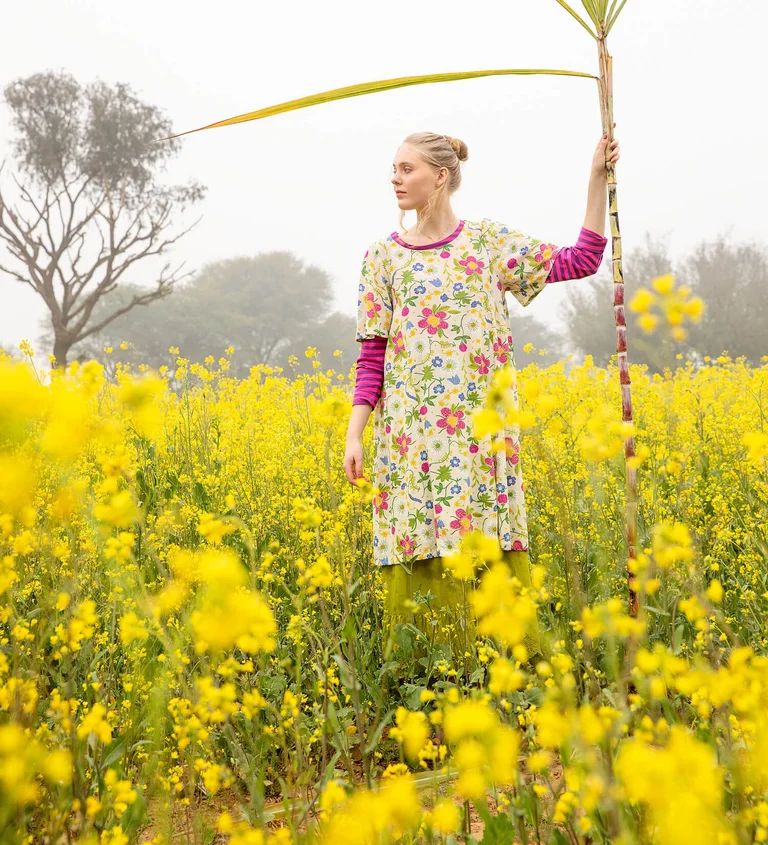 “Midsommarnatt” jersey dress in organic cotton