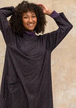 “Ellen” striped/solid-colored jersey dress in organic cotton/modal - black/patterned