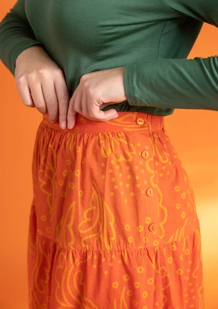 “Irma” woven ruffled skirt in organic cotton - chilli