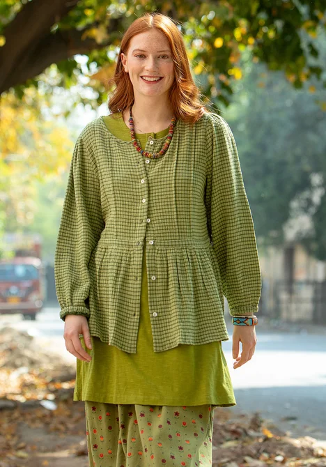 “Noira” blouse in organic cotton - grass green