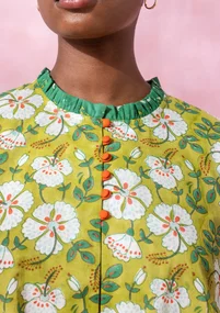 Blouse "Malli" en coton biologique - vert feuille