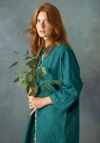 Tunique chemise tissée "Pavement" en coton  - vert forêt humide