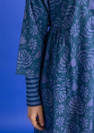 Woven “Hedda” dress in organic cotton - dark petrol blue/patterned