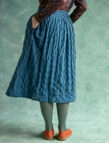 “Helga” woven skirt in organic cotton - dark petrol blue